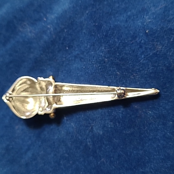 2/$12 Silvertone torch/scepter brooch with goldtone details - Picture 2 of 4